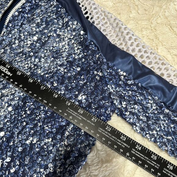 A Wish Come True Size Adult L Blue Sequin Dance Costume Hip Hop Jacket Pants - Picture 7 of 14